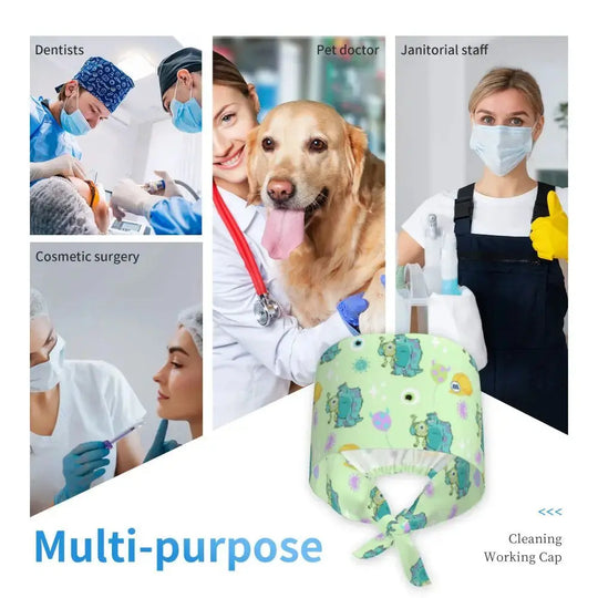 Casquette de travail réglable personnalisée avec dessin animé Monsters University, casquette chirurgicale pour hommes et femmes, casquette chirurgicale pour infirmières, médecins et chirurgiens MedSurgery Store For Digital Health