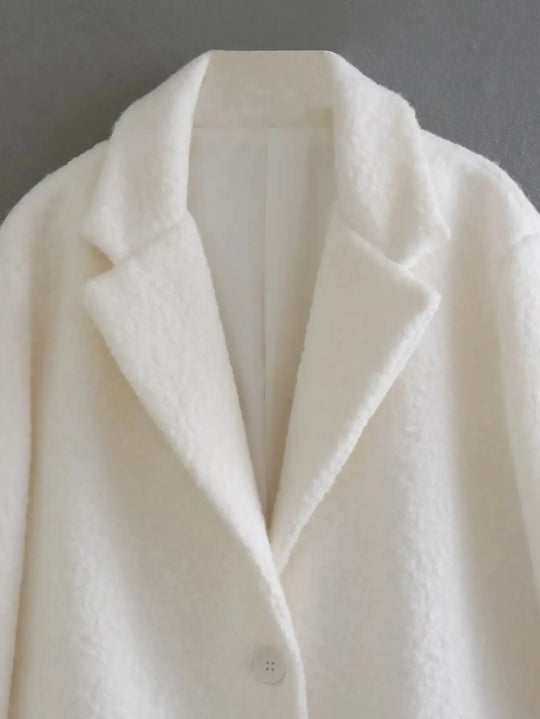 2025 Veste longue en laine pour femme Automne Hiver Manteau en cachemire Longueur moyenne Mélange de laine Manches longues Elégant Vêtements à une seule poitrine MedSurgery Store For Digital Health