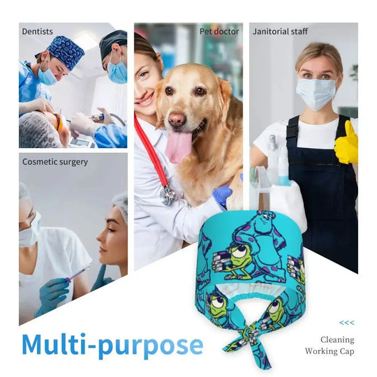 Casquette de travail réglable personnalisée avec dessin animé Monsters University, casquette chirurgicale pour hommes et femmes, casquette chirurgicale pour infirmières, médecins et chirurgiens MedSurgery Store For Digital Health