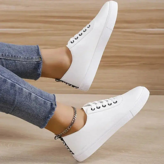 White Shoes, Women's Sneakers, Shallow White Leather Lace-Up Shoes, Versatile Soft Sole, Running and Walking Shoes, Campus for Students MedSurgery Store For Digital Health