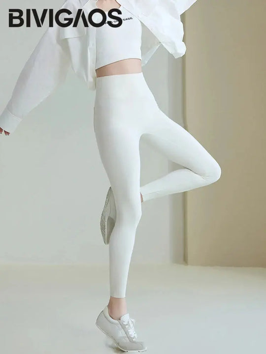 BIVIGAOS 2025 Printemps Été poche arrière Peau de requin Leggings femmes serré blanc Casual sport Fitness Leggings Leggings skinny pantalon MedSurgery Store For Digital Health