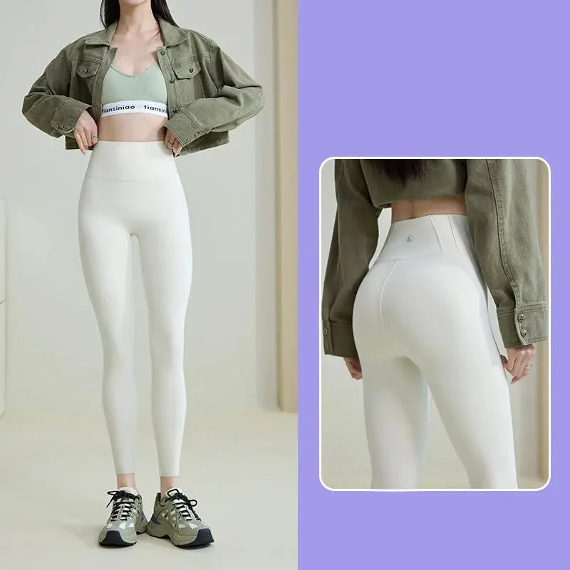 BIVIGAOS 2025 Spring Summer New Red Plum 3D Nude Feeling Nude Sharkskin Leggings Slim Women Sexy Sport Yoga Push Up Fitness Leggings MedSurgery Store For Digital Health