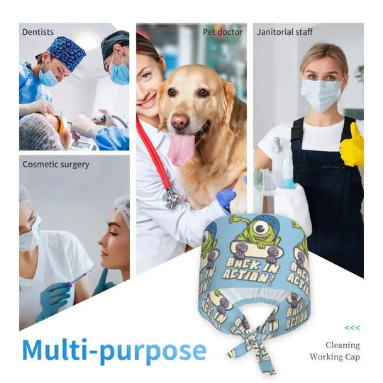 Casquette de travail réglable personnalisée avec dessin animé Monsters University, casquette chirurgicale pour hommes et femmes, casquette chirurgicale pour infirmières, médecins et chirurgiens MedSurgery Store For Digital Health