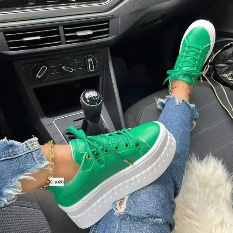 White Shoes, Women's Casual Shoes, New 2025 Platform Sneakers, Solid Colour Women's Shoes, Trendy Lightweight PU Vulcanised Shoes MedSurgery Store For Digital Health