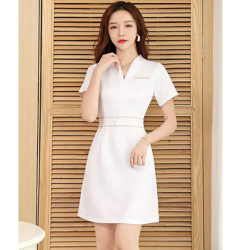 Uniforme d'été pour esthéticienne, combinaison à manches courtes pour salon de beauté, vêtements d'esthéticienne pour spa, vêtements de travail pour massage en hôtel, combinaison coréenne-BC MedSurgery Store For Digital Health
