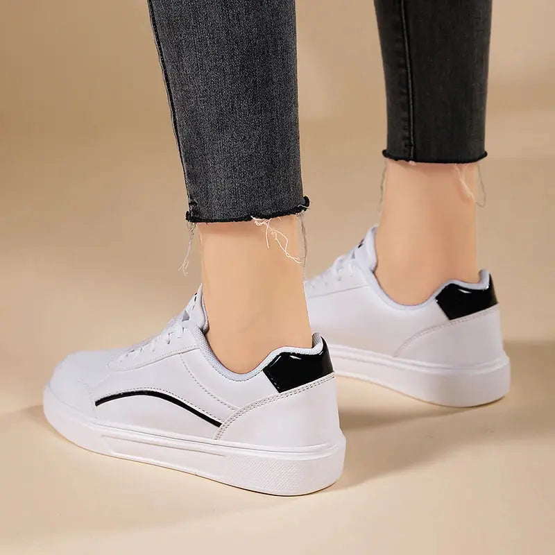 Chaussures blanches pour femmes, chaussures plates décontractées à lacets en ardoise blanche, chaussures de marche en cuir PU, semelle épaisse, mode de luxe pour les activités de plein air MedSurgery Store For Digital Health