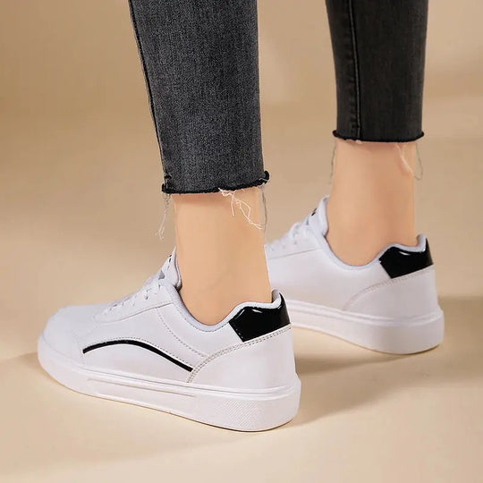Chaussures blanches pour femmes, chaussures plates décontractées à lacets en ardoise blanche, chaussures de marche en cuir PU, semelle épaisse, mode de luxe pour les activités de plein air MedSurgery Store For Digital Health