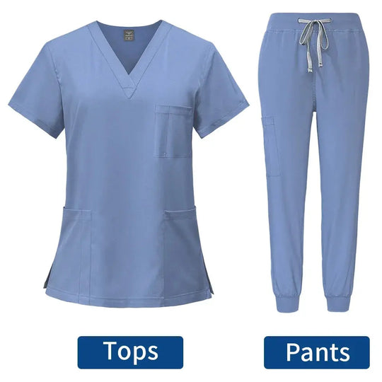 Uniformes médicaux moulants pour femmes, ensembles de blouses, accessoires de soins infirmiers, blouses de chirurgie hospitalière, cliniques dentaires, salons de beauté, vêtements de travail CJdropshipping
