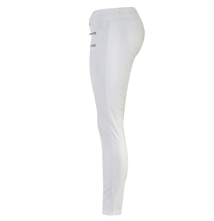 Pantalon taille basse pour femme, pantalon élastique moulant avec double fermeture éclair, pantalon en faux cuir blanc pour femme MedSurgery Store For Digital Health