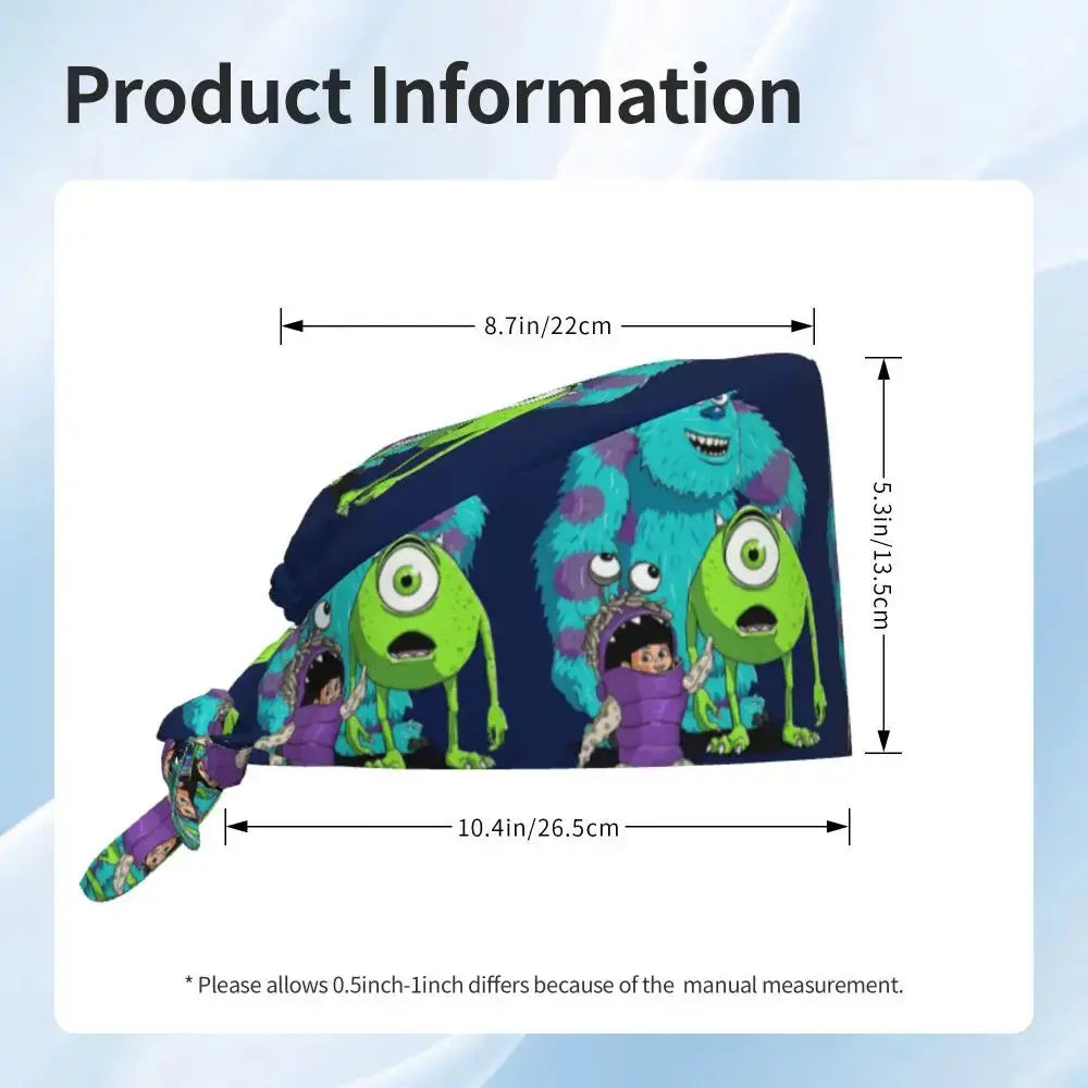 Casquette de travail réglable personnalisée avec dessin animé Monsters University, casquette chirurgicale pour hommes et femmes, casquette chirurgicale pour infirmières, médecins et chirurgiens MedSurgery Store For Digital Health