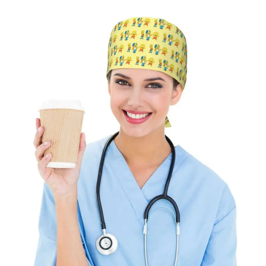 Personnalisé The Simpsons Cartoon Staff Medical Scrubs Hat Men Women Medical Nursing Surgical Scrub Caps MedSurgery Store For Digital Health