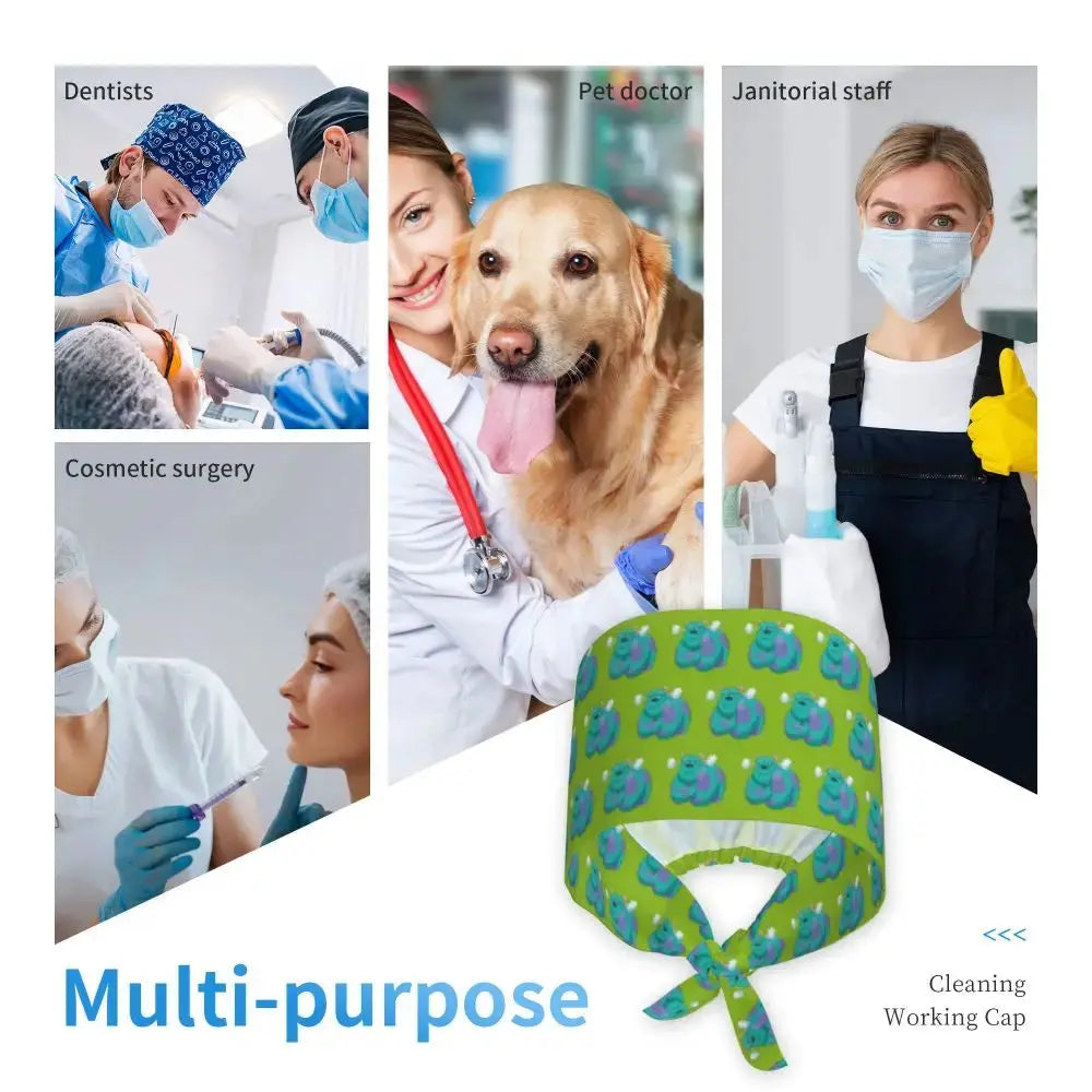 Casquette de travail réglable personnalisée avec dessin animé Monsters University, casquette chirurgicale pour hommes et femmes, casquette chirurgicale pour infirmières, médecins et chirurgiens MedSurgery Store For Digital Health