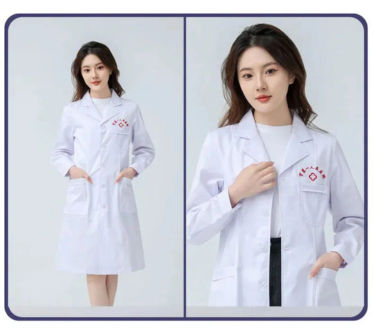 Blouse médicale blanche pour femme, blouse d'infirmière en coton, vêtements de travail d'hôpital, uniforme de travail professionnel de laboratoire scientifique de pharmacie MedSurgery Store For Digital Health
