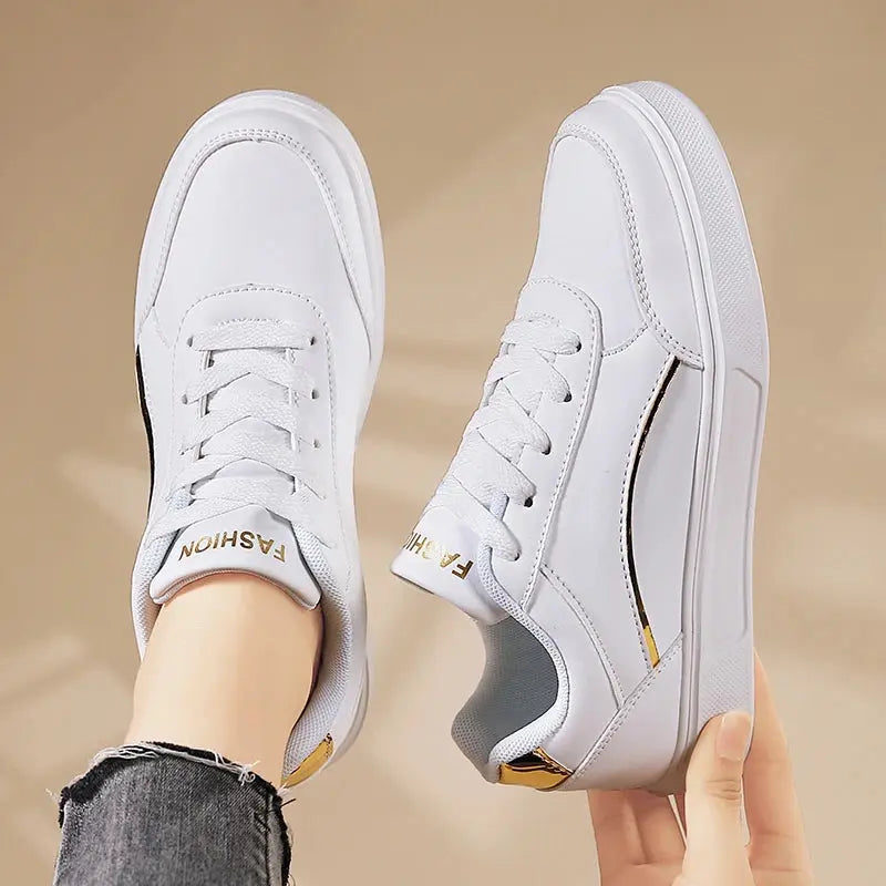 Chaussures blanches pour femmes, chaussures plates décontractées à lacets en ardoise blanche, chaussures de marche en cuir PU, semelle épaisse, mode de luxe pour les activités de plein air MedSurgery Store For Digital Health