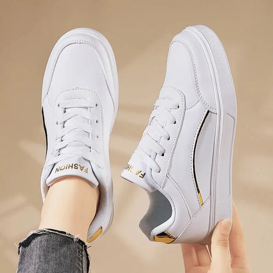 Chaussures blanches pour femmes, chaussures plates décontractées à lacets en ardoise blanche, chaussures de marche en cuir PU, semelle épaisse, mode de luxe pour les activités de plein air MedSurgery Store For Digital Health