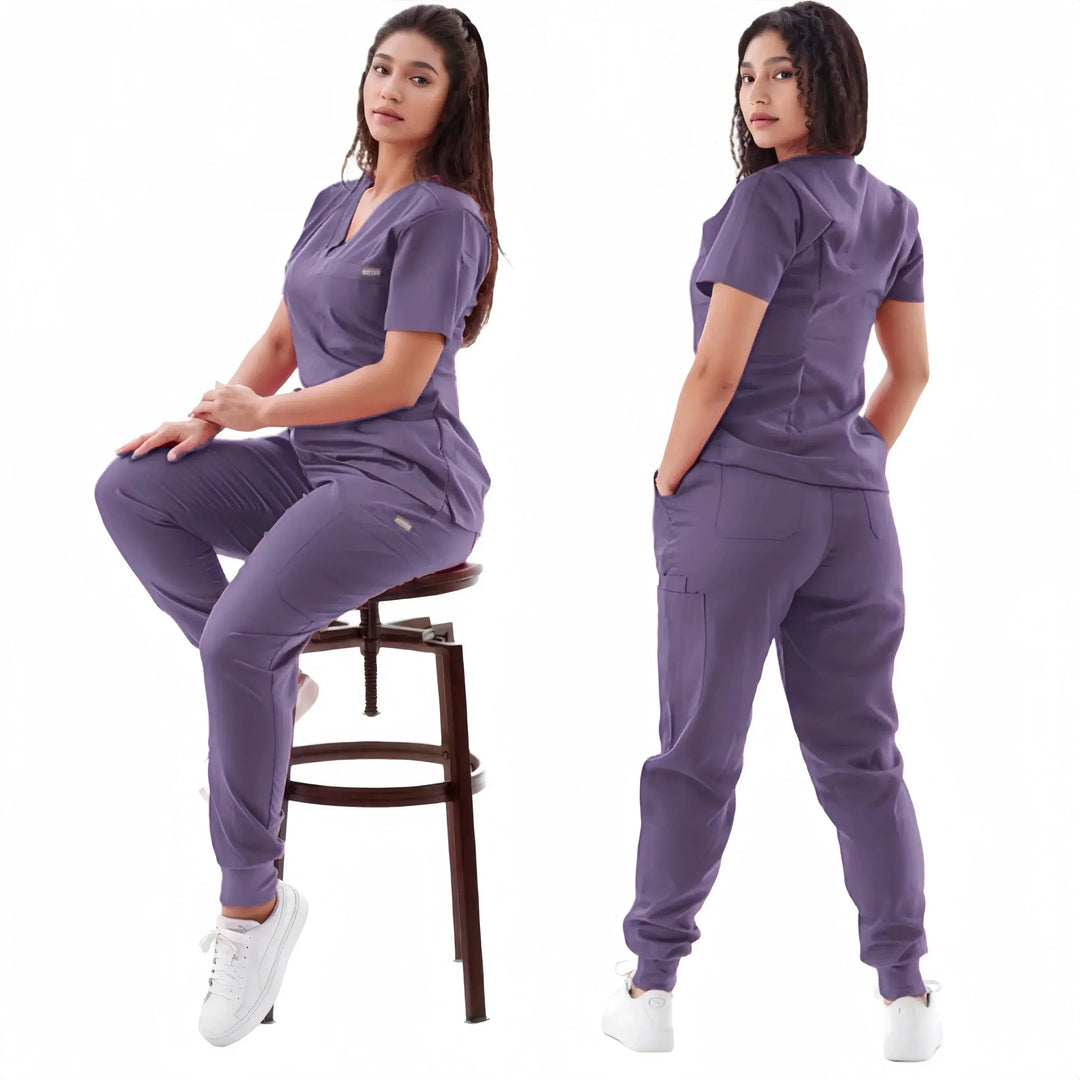 Jogging multicolore, ensemble de blouses d'infirmières, blouses médicales, uniformes d'infirmières, t-shirts à manches courtes et col en V, pantalons à poches MedSurgery Store For Digital Health