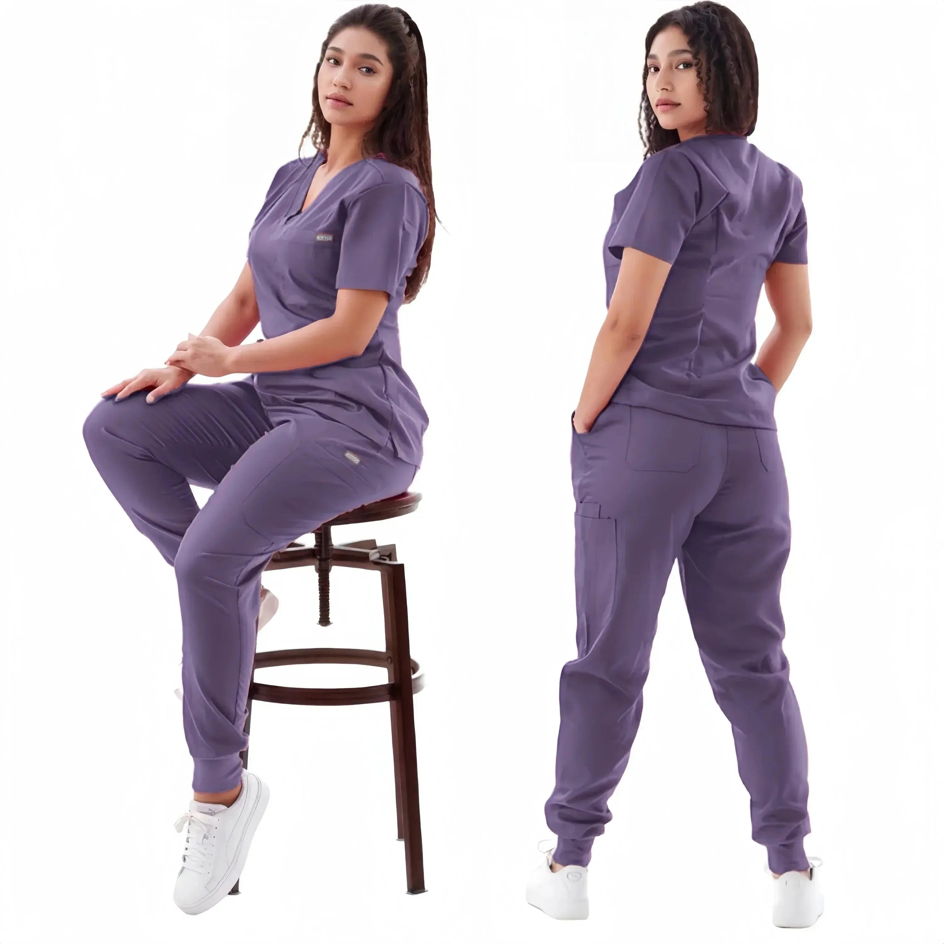 Jogging multicolore, ensemble de blouses d'infirmières, blouses médicales, uniformes d'infirmières, t-shirts à manches courtes et col en V, pantalons à poches MedSurgery Store For Digital Health