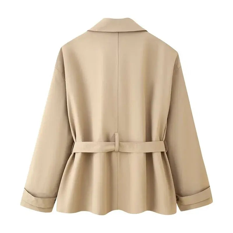 Trench-coat pour femmes, nouveau manteau court avec ceinture, revers, haut décontracté et habillé pour femmes 2025 MedSurgery Store For Digital Health