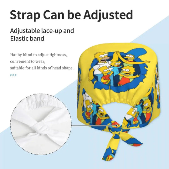 Personnalisé The Simpsons Cartoon Staff Medical Scrubs Hat Men Women Medical Nursing Surgical Scrub Caps MedSurgery Store For Digital Health
