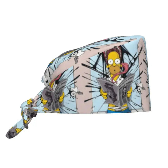 Personnalisé The Simpsons Cartoon Staff Medical Scrubs Hat Men Women Medical Nursing Surgical Scrub Caps MedSurgery Store For Digital Health