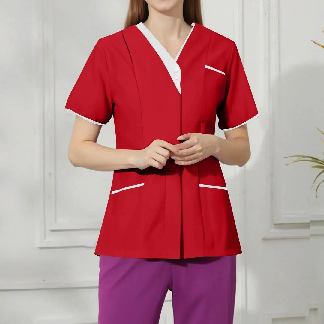 Filipina Medical Elite ISHOWTIENDA - Uniforme clinique ergonomique à manches courtes avec col en V CJdropshipping