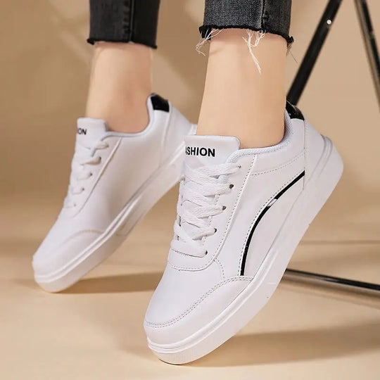 Chaussures blanches pour femmes, chaussures plates décontractées à lacets en ardoise blanche, chaussures de marche en cuir PU, semelle épaisse, mode de luxe pour les activités de plein air MedSurgery Store For Digital Health