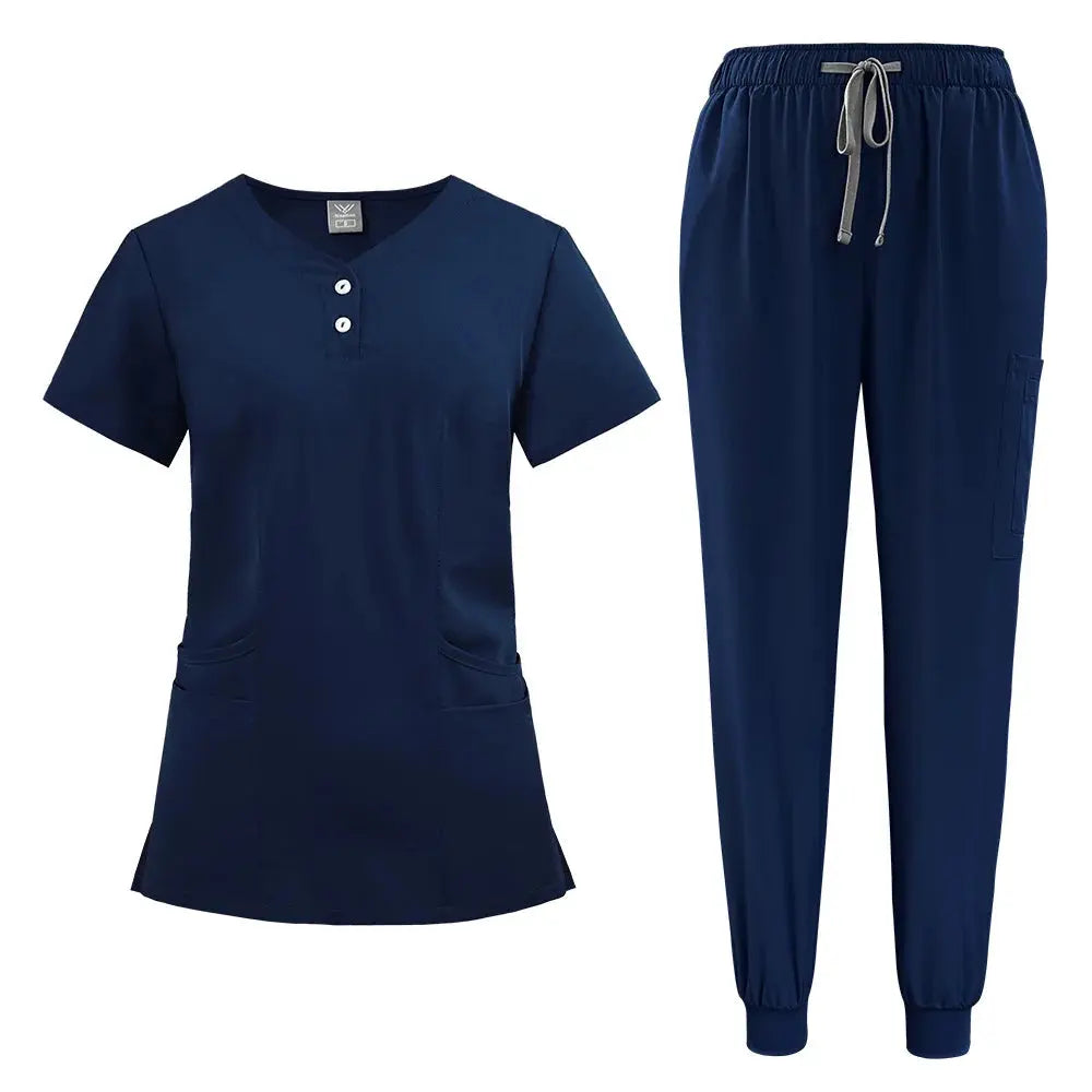 Ensemble de gommage pour femmes, haut de poche à col en V, pantalon de jogging exfoliant avec cordon de serrage, gants de soins infirmiers, gants de chirurgie CJdropshipping