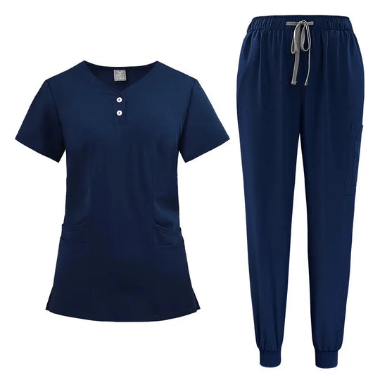 Ensemble de gommage pour femmes, haut de poche à col en V, pantalon de jogging exfoliant avec cordon de serrage, gants de soins infirmiers, gants de chirurgie CJdropshipping