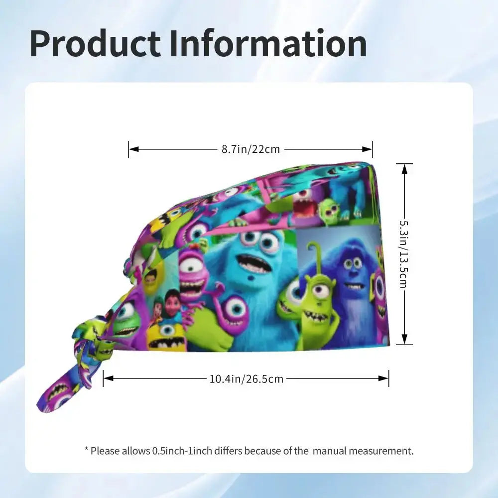Casquette de travail réglable personnalisée avec dessin animé Monsters University, casquette chirurgicale pour hommes et femmes, casquette chirurgicale pour infirmières, médecins et chirurgiens MedSurgery Store For Digital Health