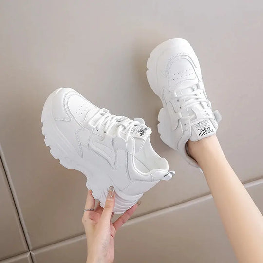 Baskets blanches à plateforme, chaussures vulcanisées à lacets à fond épais, cuir Pu, respirant, printemps 2024 MedSurgery Store For Digital Health