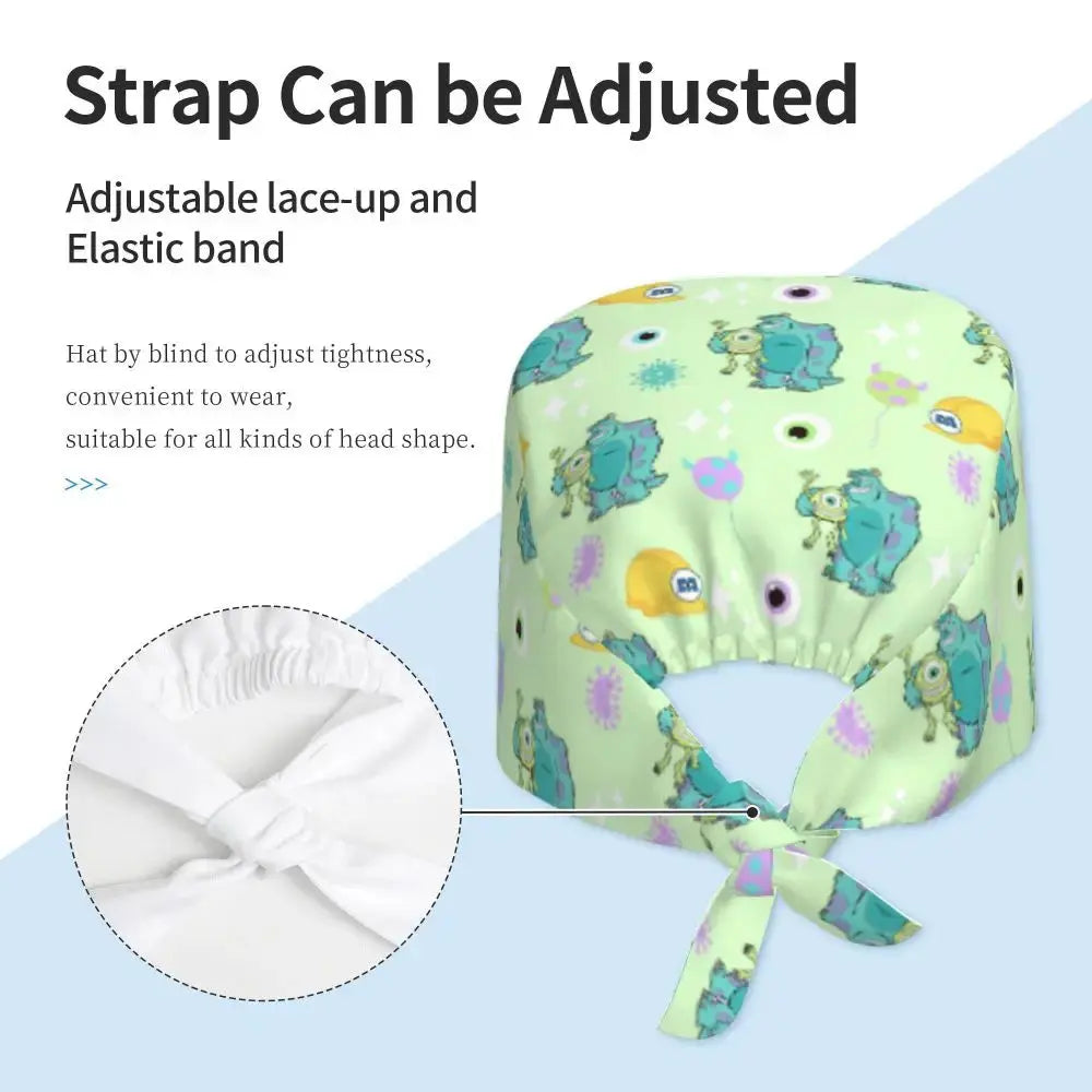 Casquette de travail réglable personnalisée avec dessin animé Monsters University, casquette chirurgicale pour hommes et femmes, casquette chirurgicale pour infirmières, médecins et chirurgiens MedSurgery Store For Digital Health