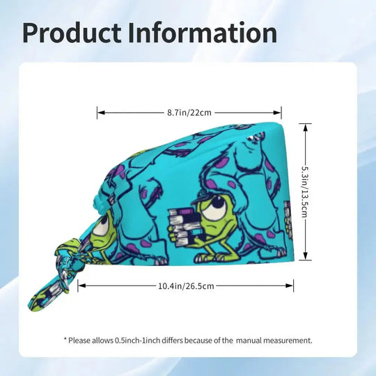 Casquette de travail réglable personnalisée avec dessin animé Monsters University, casquette chirurgicale pour hommes et femmes, casquette chirurgicale pour infirmières, médecins et chirurgiens MedSurgery Store For Digital Health