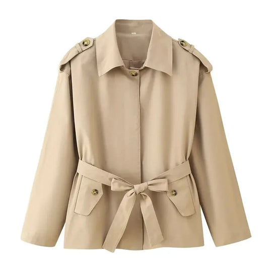 Trench-coat pour femmes, nouveau manteau court avec ceinture, revers, haut décontracté et habillé pour femmes 2025 MedSurgery Store For Digital Health