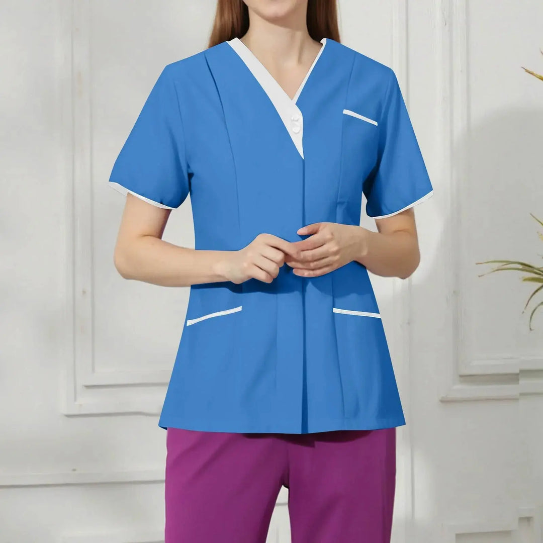Filipina Medical Elite ISHOWTIENDA - Uniforme clinique ergonomique à manches courtes avec col en V CJdropshipping