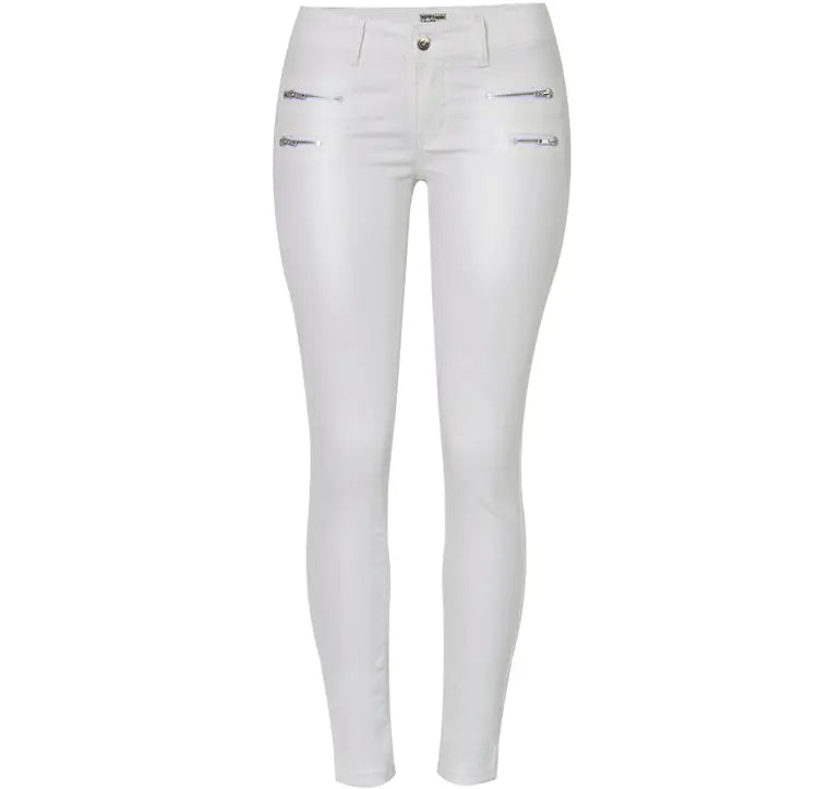 Pantalon taille basse pour femme, pantalon élastique moulant avec double fermeture éclair, pantalon en faux cuir blanc pour femme MedSurgery Store For Digital Health