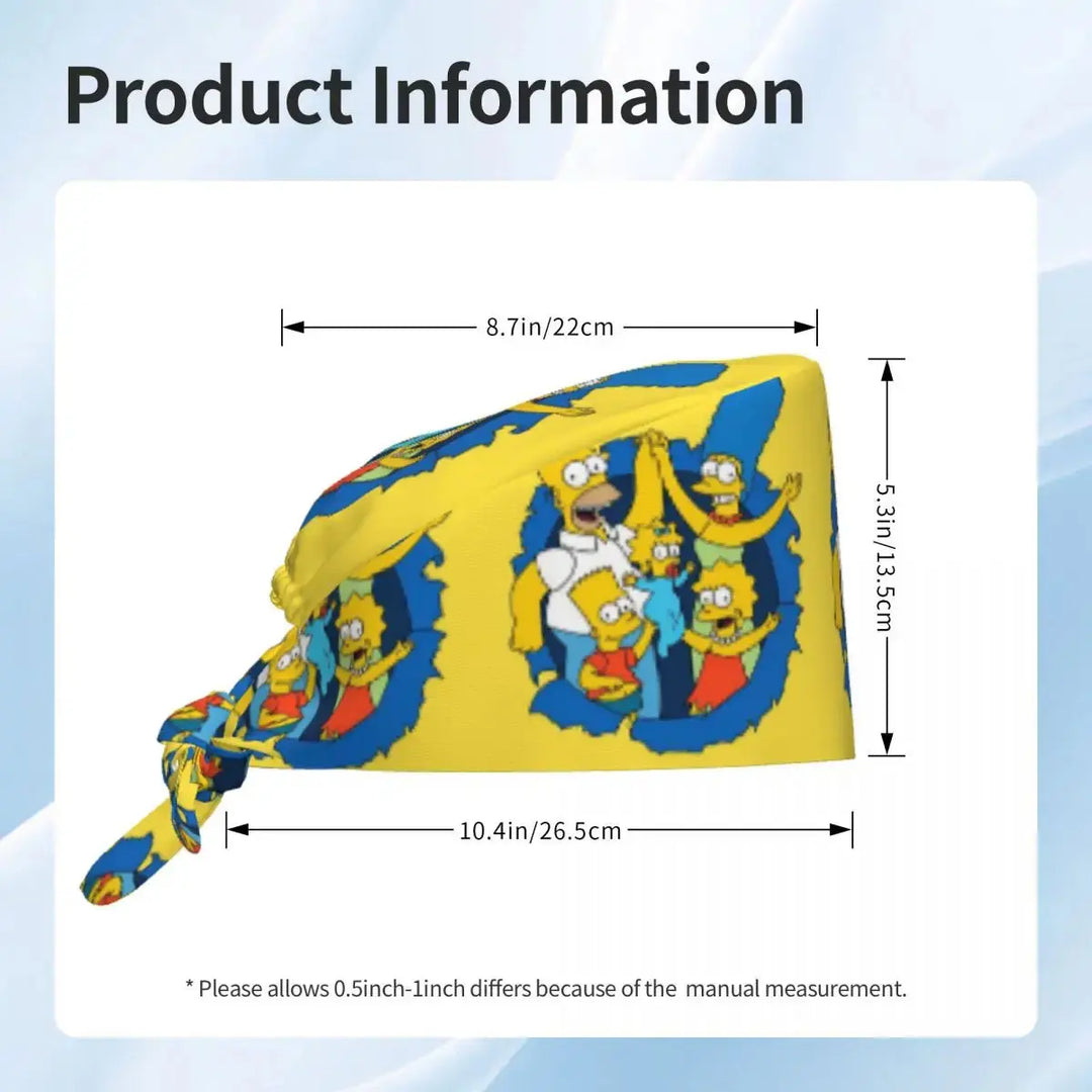 Personnalisé The Simpsons Cartoon Staff Medical Scrubs Hat Men Women Medical Nursing Surgical Scrub Caps MedSurgery Store For Digital Health