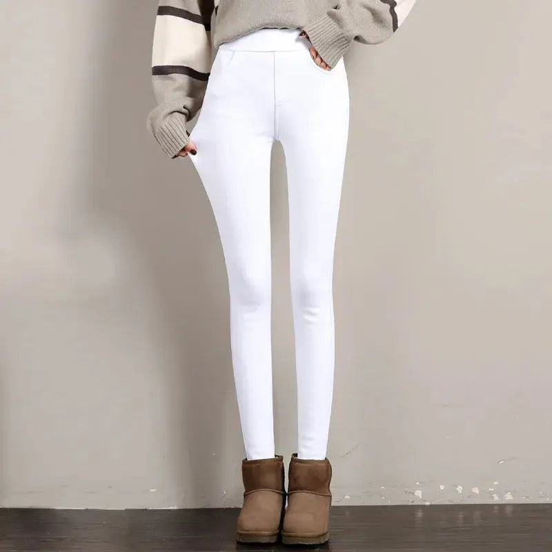 Leggings chauds d'hiver pour femmes, pantalon ajusté en velours épais, pantalon skinny stretch solide avec taille élastique, noir et blanc MedSurgery Store For Digital Health
