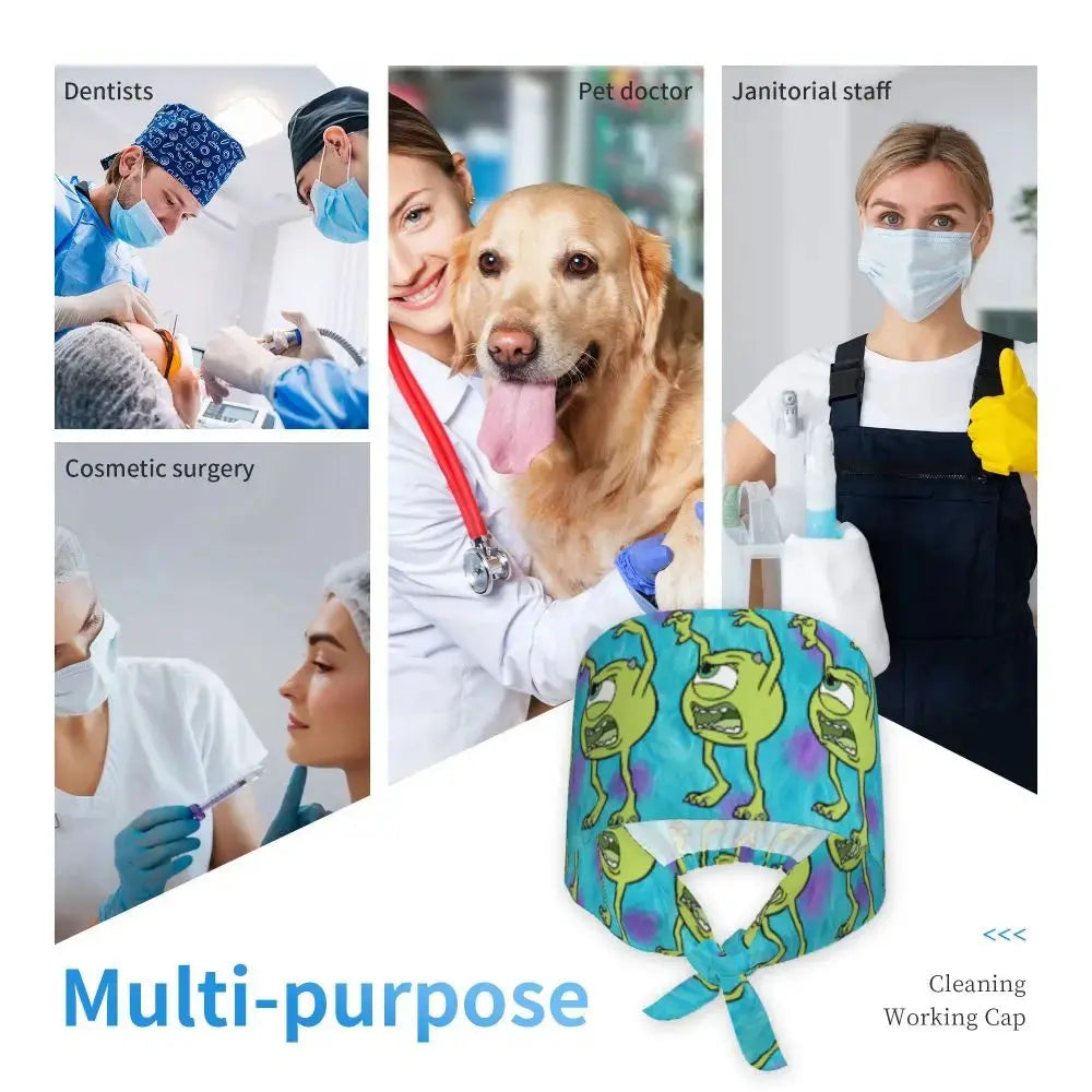 Casquette de travail réglable personnalisée avec dessin animé Monsters University, casquette chirurgicale pour hommes et femmes, casquette chirurgicale pour infirmières, médecins et chirurgiens MedSurgery Store For Digital Health