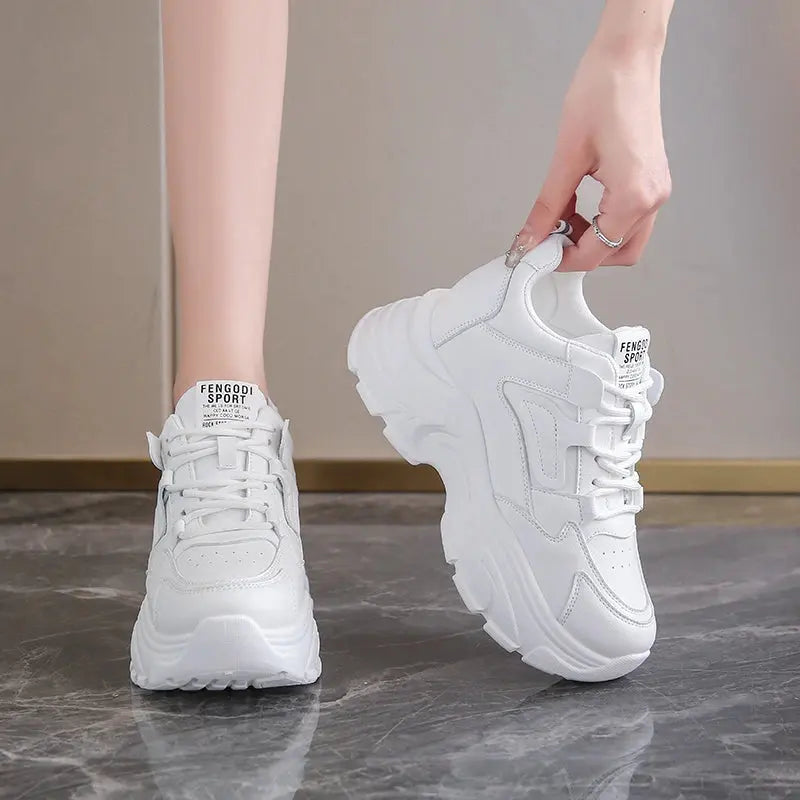 Baskets blanches à plateforme, chaussures vulcanisées à lacets à fond épais, cuir Pu, respirant, printemps 2024 MedSurgery Store For Digital Health