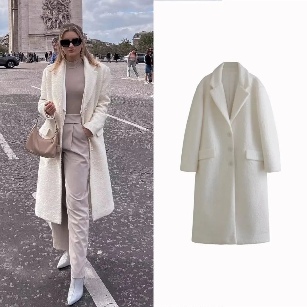 2025 Veste longue en laine pour femme Automne Hiver Manteau en cachemire Longueur moyenne Mélange de laine Manches longues Elégant Vêtements à une seule poitrine MedSurgery Store For Digital Health