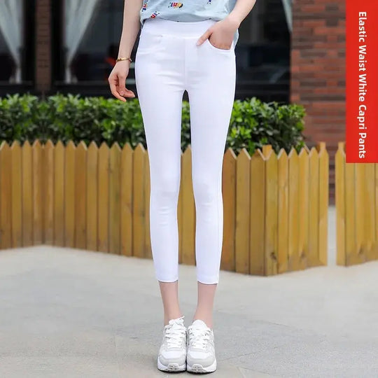Leggings fins blancs taille haute pour femmes, plonnings adeazant d'été dix-huit, plonnings petit pied sie... MedSurgery Store pour la santé numérique