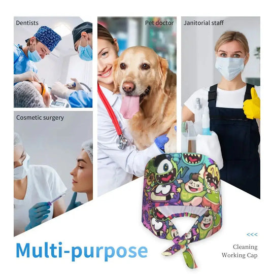 Casquette de travail réglable personnalisée avec dessin animé Monsters University, casquette chirurgicale pour hommes et femmes, casquette chirurgicale pour infirmières, médecins et chirurgiens MedSurgery Store For Digital Health