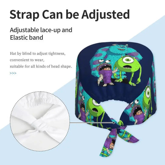 Casquette de travail réglable personnalisée avec dessin animé Monsters University, casquette chirurgicale pour hommes et femmes, casquette chirurgicale pour infirmières, médecins et chirurgiens MedSurgery Store For Digital Health
