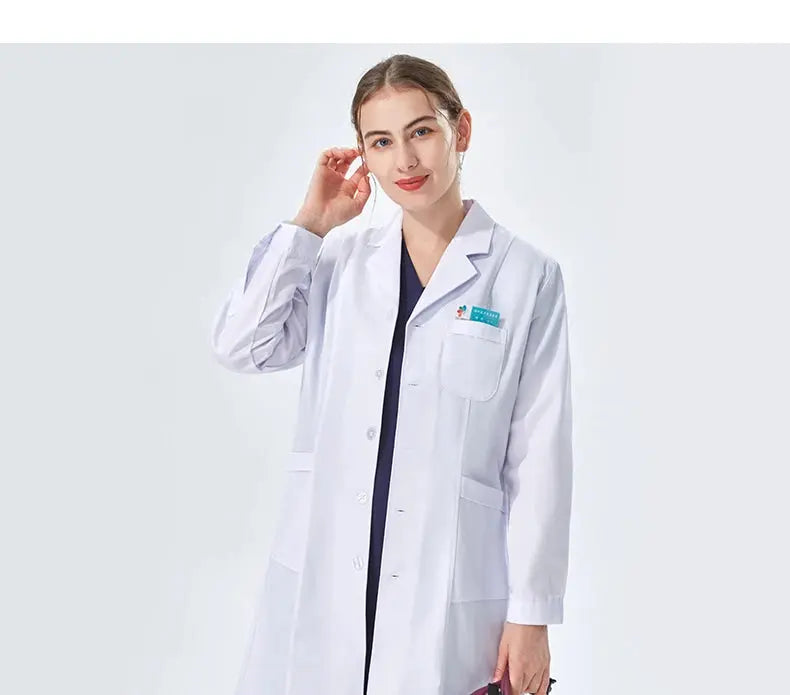 Blouse de laboratoire blanche bon marché pour femmes, hommes, étudiants, chimie, professionnels de la santé, infirmière, manches longues, blouse de médecin XK002 MedSurgery Store For Digital Health