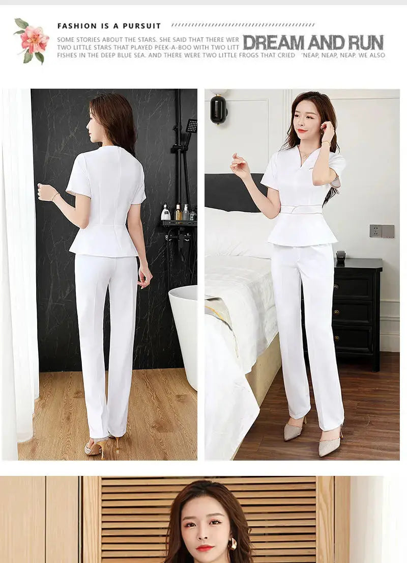 Uniforme d'été pour esthéticienne, combinaison à manches courtes pour salon de beauté, vêtements d'esthéticienne pour spa, vêtements de travail pour massage en hôtel, combinaison coréenne-BC MedSurgery Store For Digital Health