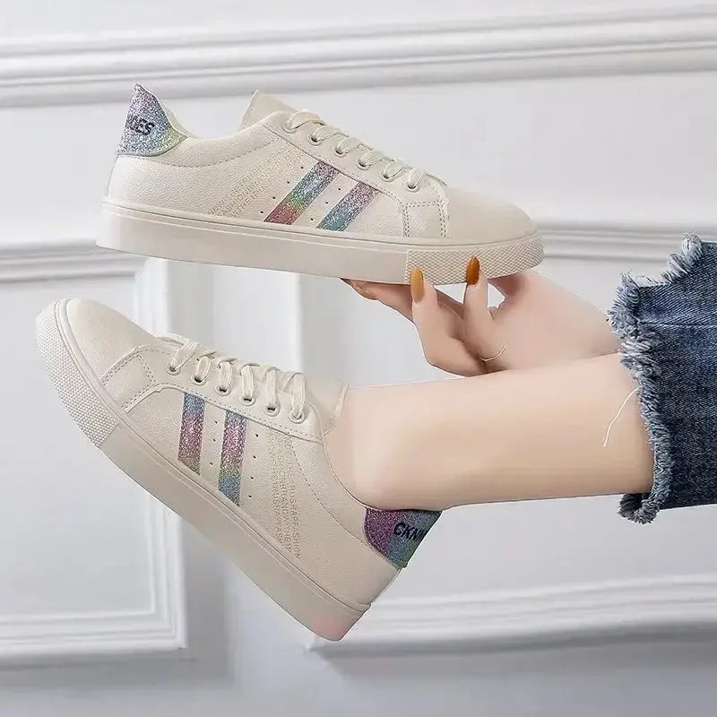 *Chaussures vulcanisées en cuir Pu pour femmes, baskets blanches, mode printemps, nouvelles chaussures blanc cassé MedSurgery Store For Digital Health