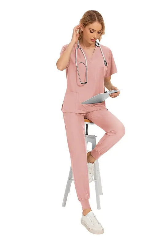 Uniformes médicaux moulants pour femmes, ensembles de blouses, accessoires de soins infirmiers, blouses de chirurgie hospitalière, cliniques dentaires, salons de beauté, vêtements de travail CJdropshipping