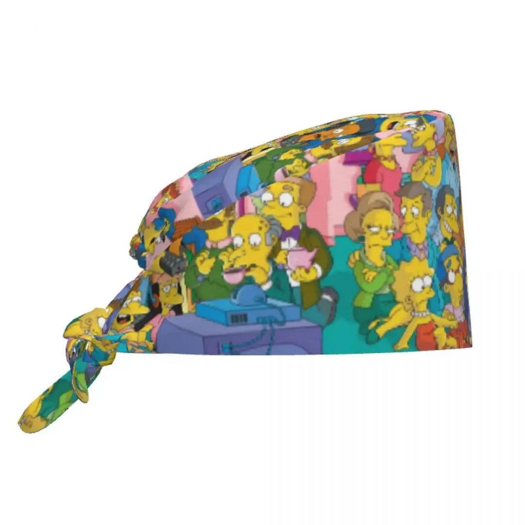 Personnalisé The Simpsons Cartoon Staff Medical Scrubs Hat Men Women Medical Nursing Surgical Scrub Caps MedSurgery Store For Digital Health