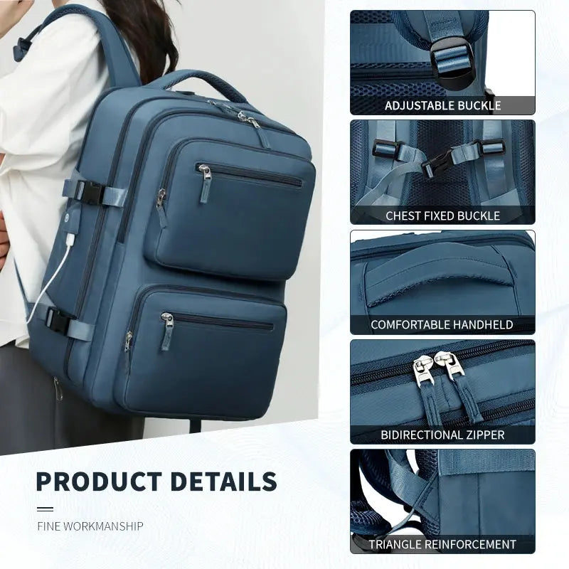 Grand sac à dos de voyage pour femmes et hommes, sac de cabine, sac à dos d'avion imperméable multifonctionnel avec chargement USB, sac à dos antivol MedSurgery Store For Digital Health
