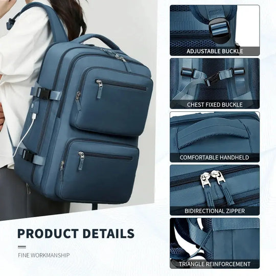Grand sac à dos de voyage pour femmes et hommes, sac de cabine, sac à dos d'avion imperméable multifonctionnel avec chargement USB, sac à dos antivol MedSurgery Store For Digital Health